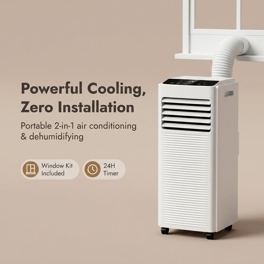 Air Conditioning Unit – Portable 9000 BTU Air Con with Dehumidifier & Window Kit