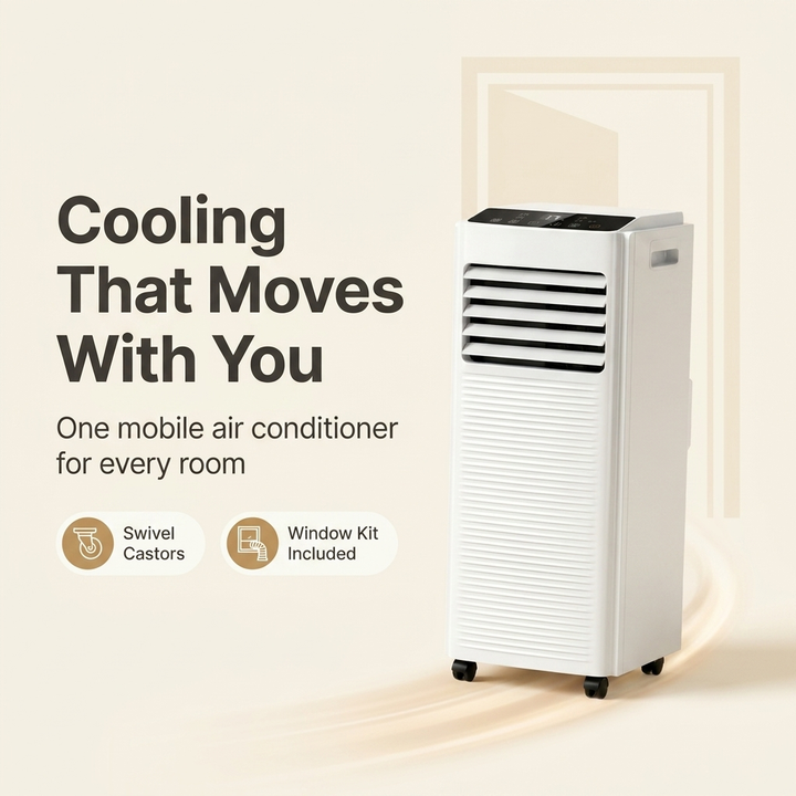 Mobile Air Conditioner – Portable 9000 BTU Air Con Unit with Dehumidifier & 24H Timer
