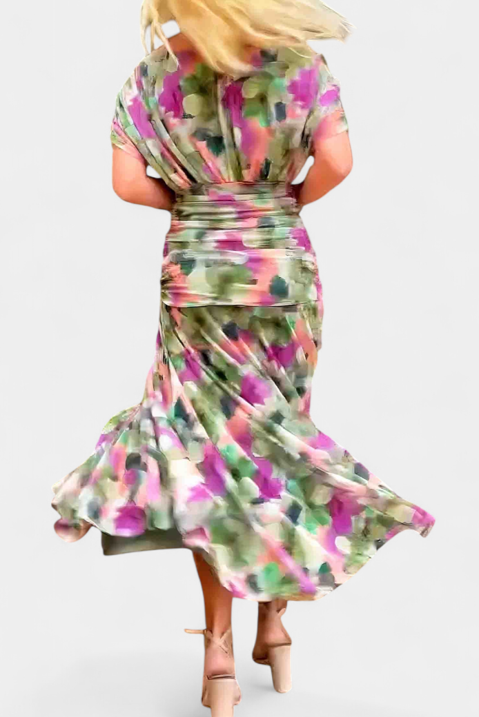 Maren | Floral Pleated V-Neck Summer Dress