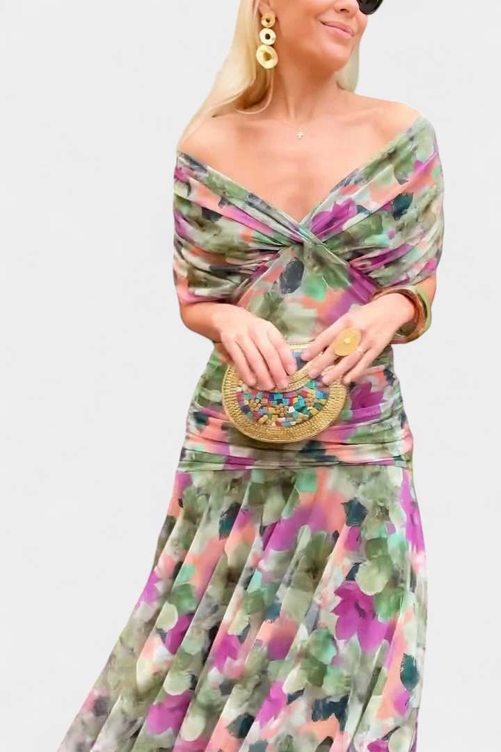 Maren | Floral Pleated V-Neck Summer Dress