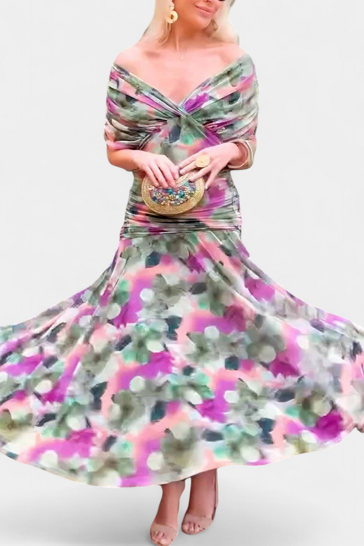 Maren | Floral Pleated V-Neck Summer Dress