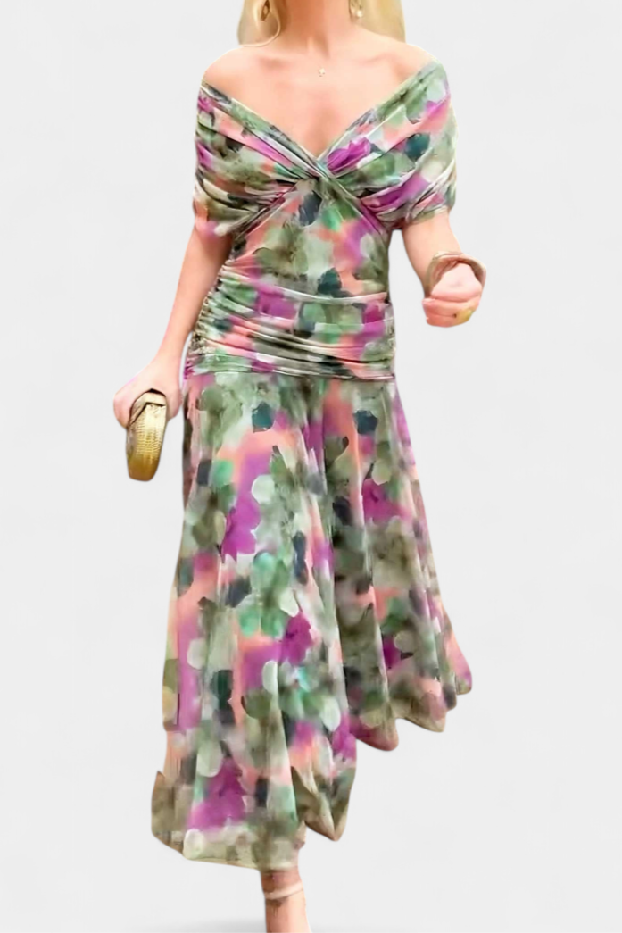 Maren | Floral Pleated V-Neck Summer Dress