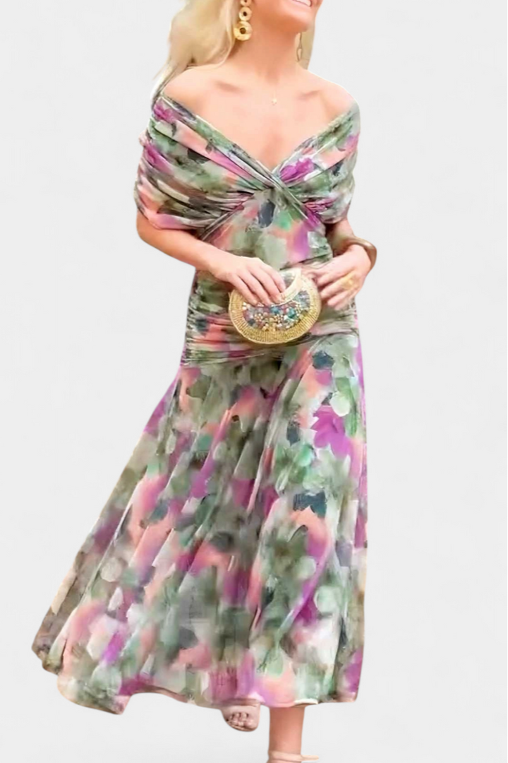 Maren | Floral Pleated V-Neck Summer Dress