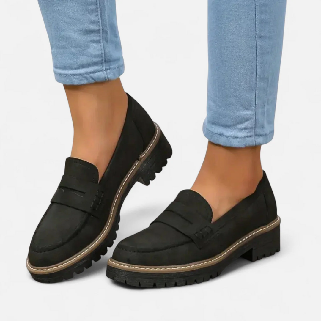 Skylar Women's Chunky Loafers Lug Sole Slip-On Everyday Casual Loafers