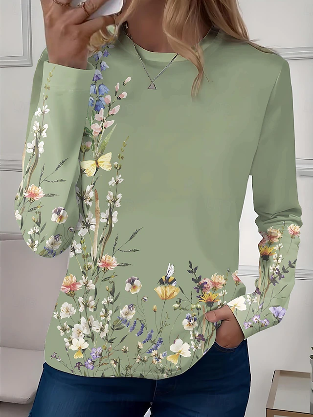 Gwyneth | Women's Tunic Print Long Sleeve Relaxed Fit Everyday Casual Top