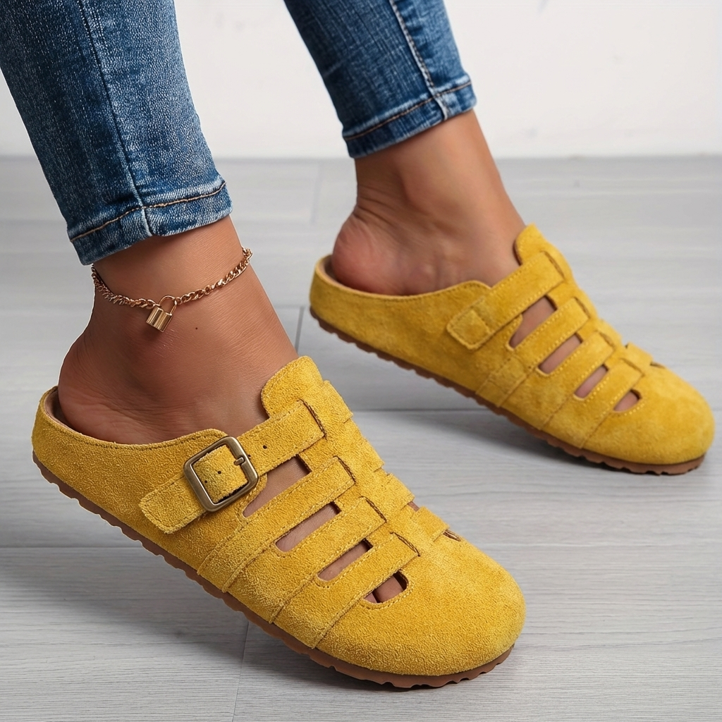 Noelle Women's Clog Mules Buckle Straps Closed Toe Slip-On Summer Sandals