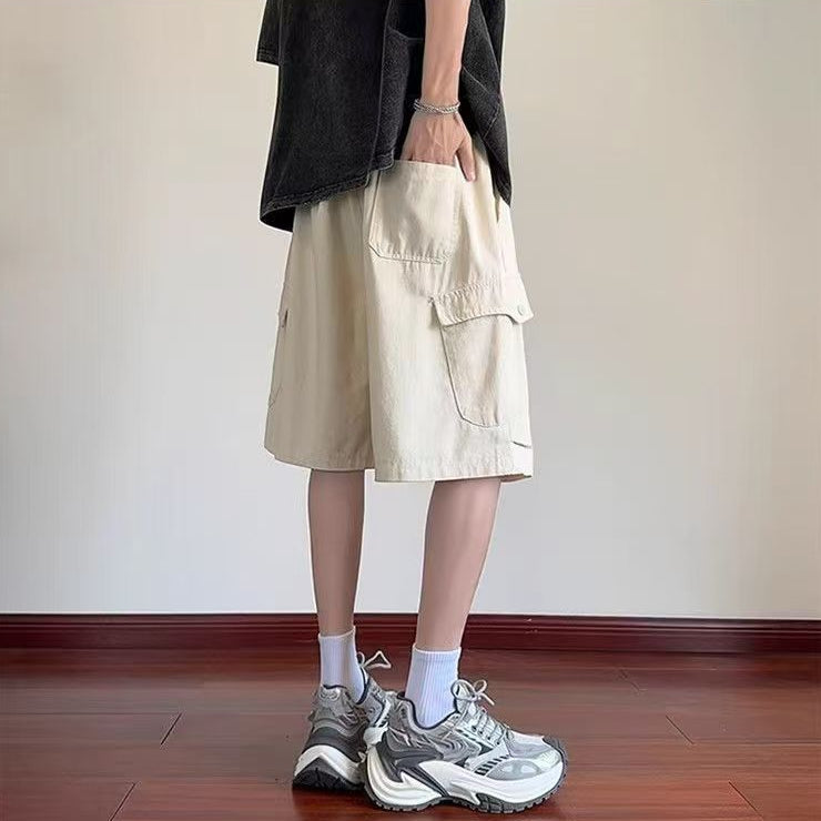 Men's Cargo Shorts with Drawstring Waistband and Flap Side Pockets