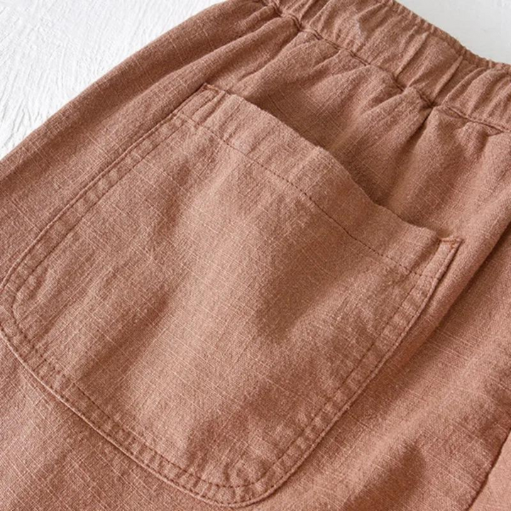 Men's Drawstring Shorts with Elastic Waistband Side Pockets and Rolled Hem