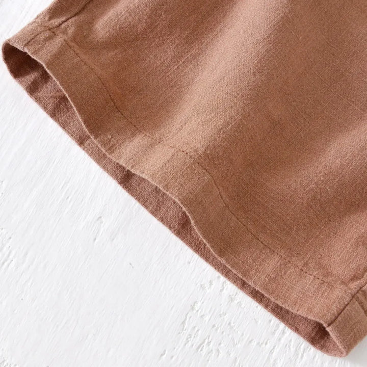 Men's Drawstring Shorts with Elastic Waistband Side Pockets and Rolled Hem