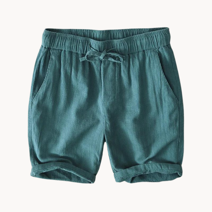 Men's Drawstring Shorts with Elastic Waistband Side Pockets and Rolled Hem