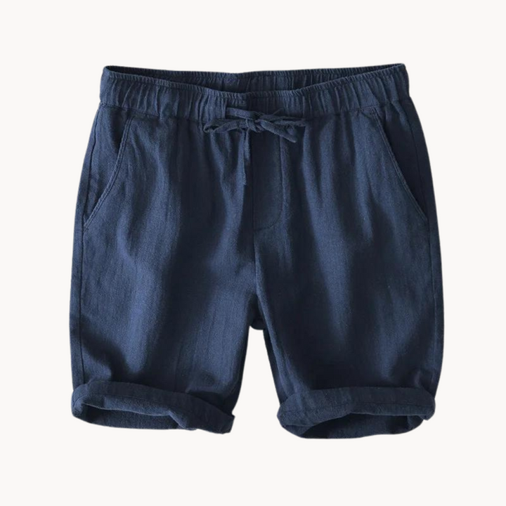 Men's Drawstring Shorts with Elastic Waistband Side Pockets and Rolled Hem