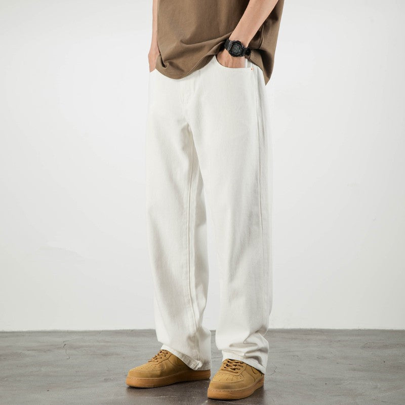 Men's Full-Length Wide-Leg Trousers with Front and Back Pockets