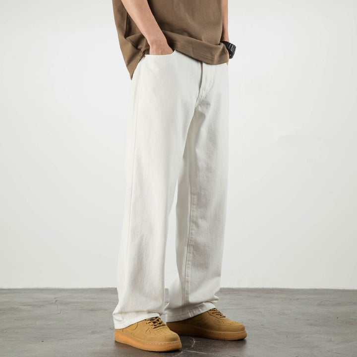 Men's Full-Length Wide-Leg Trousers with Front and Back Pockets