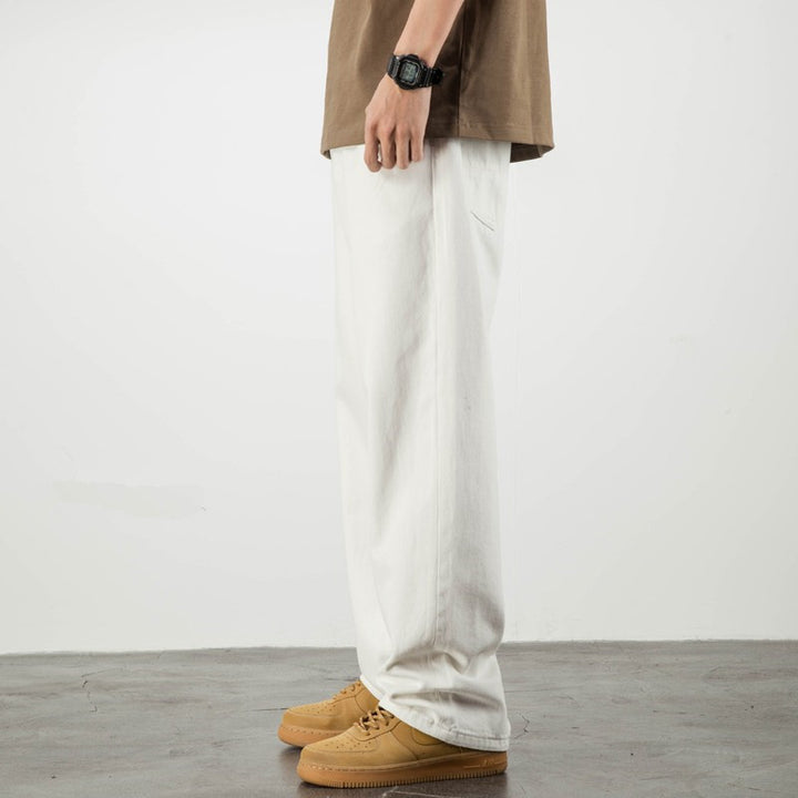 Men's Full-Length Wide-Leg Trousers with Front and Back Pockets