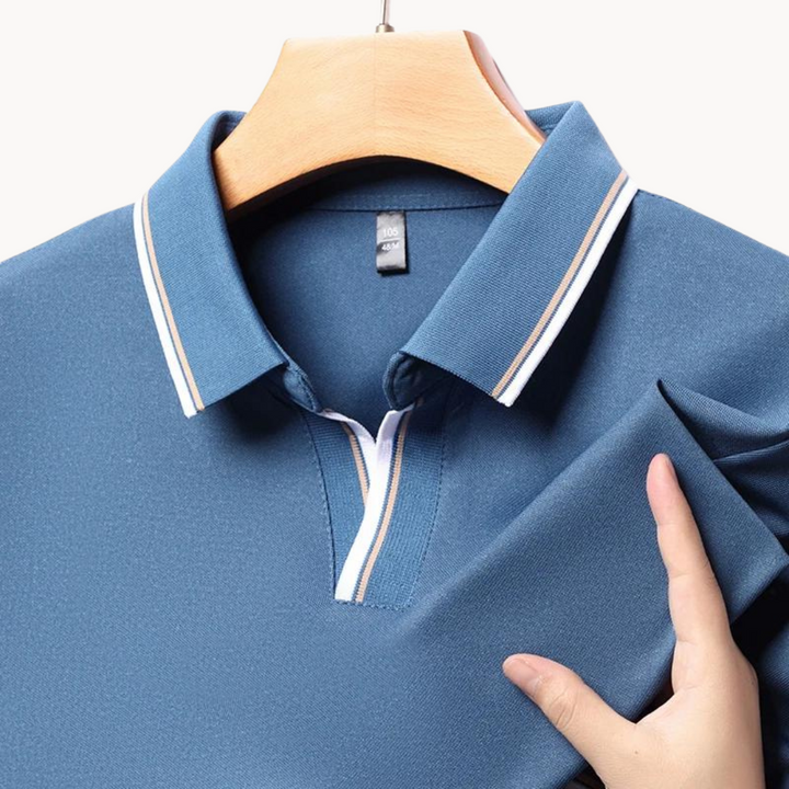 Men's Plain Short-Sleeve Polo Shirt with Contrast Tipped Collar and Cuffs