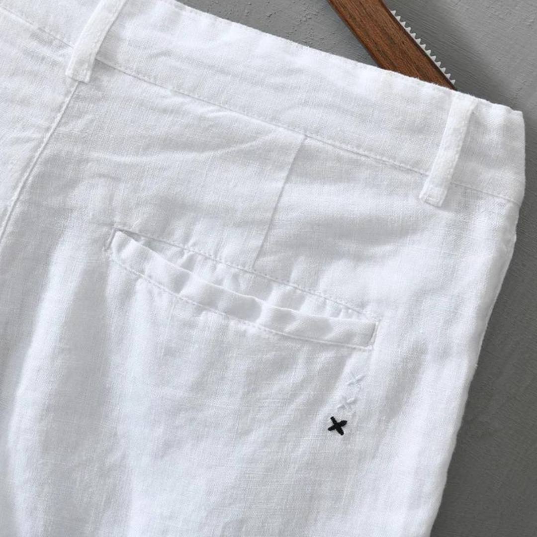Men's Plain Shorts with Button and Zip-Fly Waist Side Pockets and Folded Cuff Hem