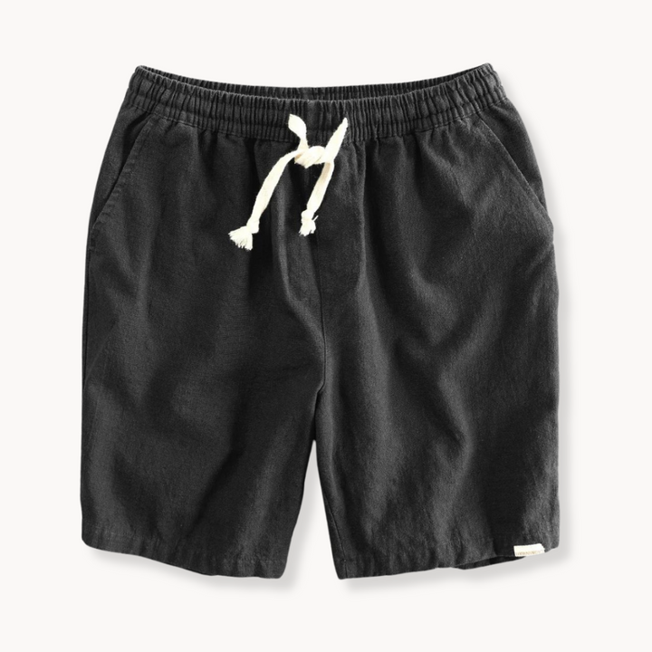 Men's Plain Shorts with Elastic Drawstring Waist and Side Pockets