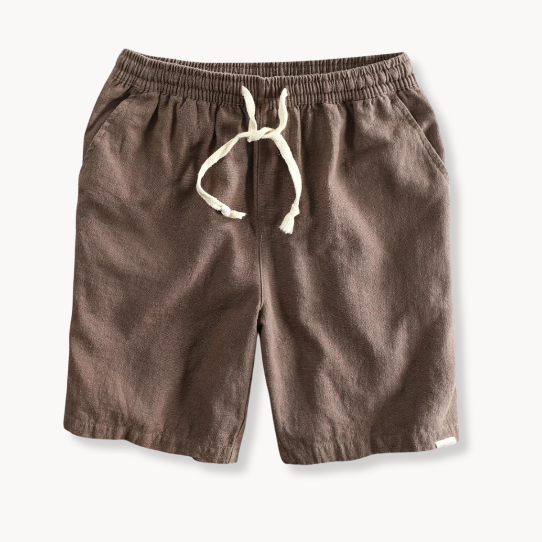 Men's Plain Shorts with Elastic Drawstring Waist and Side Pockets