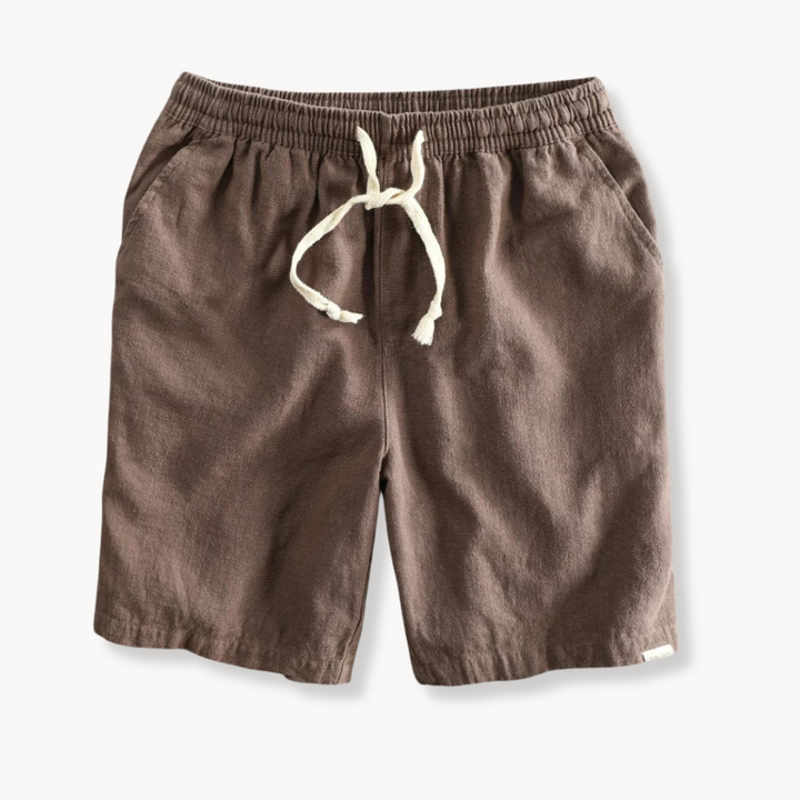 Men's Plain Shorts with Elastic Drawstring Waist and Side Pockets