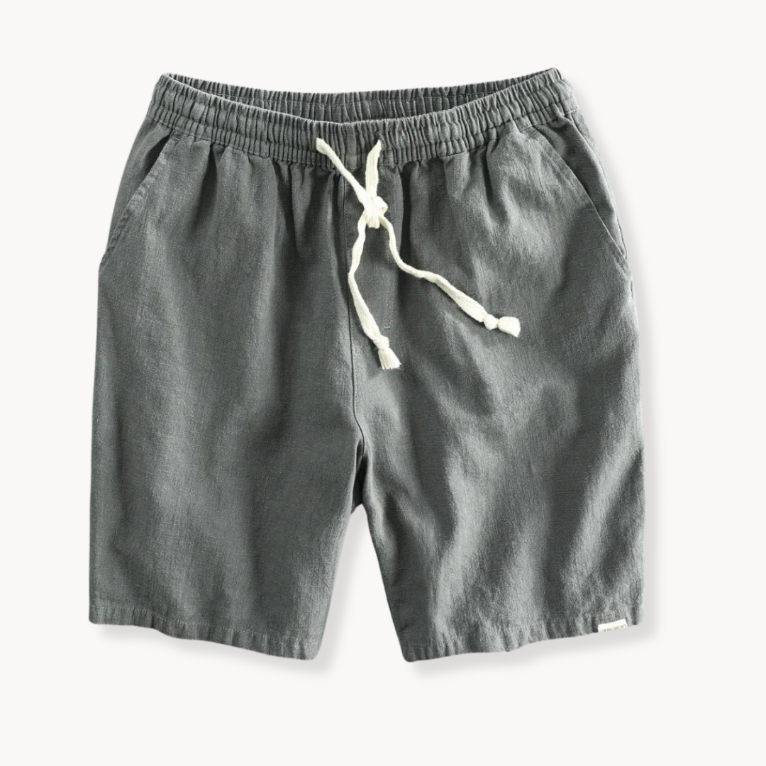 Men's Plain Shorts with Elastic Drawstring Waist and Side Pockets
