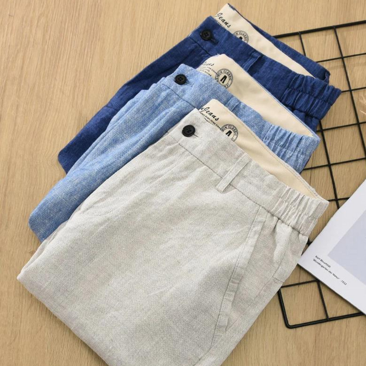 Men's Plain Shorts with Elastic Waistband Button and Zip-Fly Closure and Side Pockets