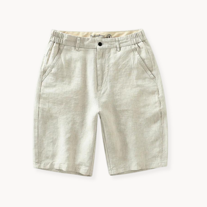 Men's Plain Shorts with Elastic Waistband Button and Zip-Fly Closure and Side Pockets