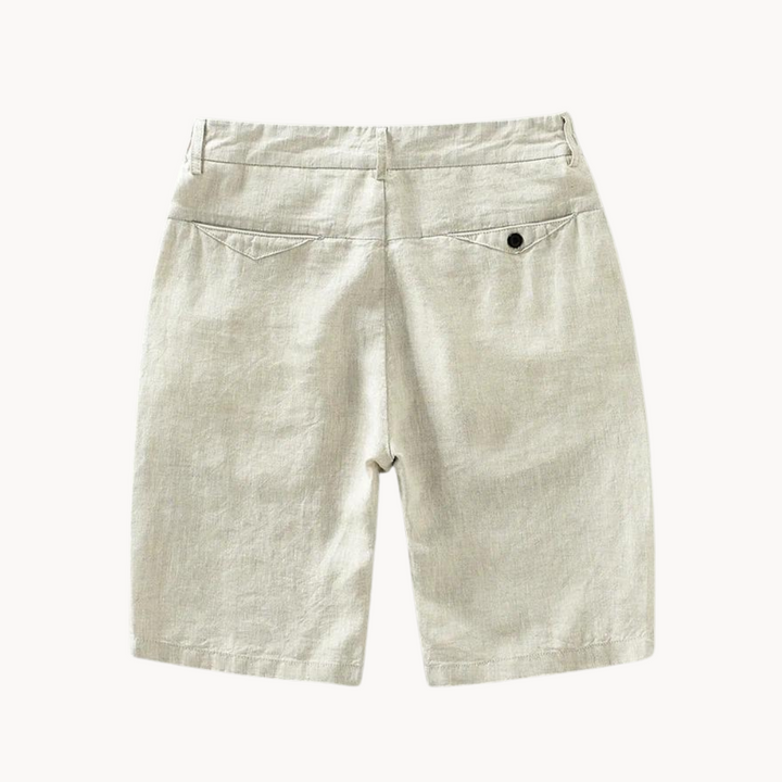 Men's Plain Shorts with Elastic Waistband Button and Zip-Fly Closure and Side Pockets
