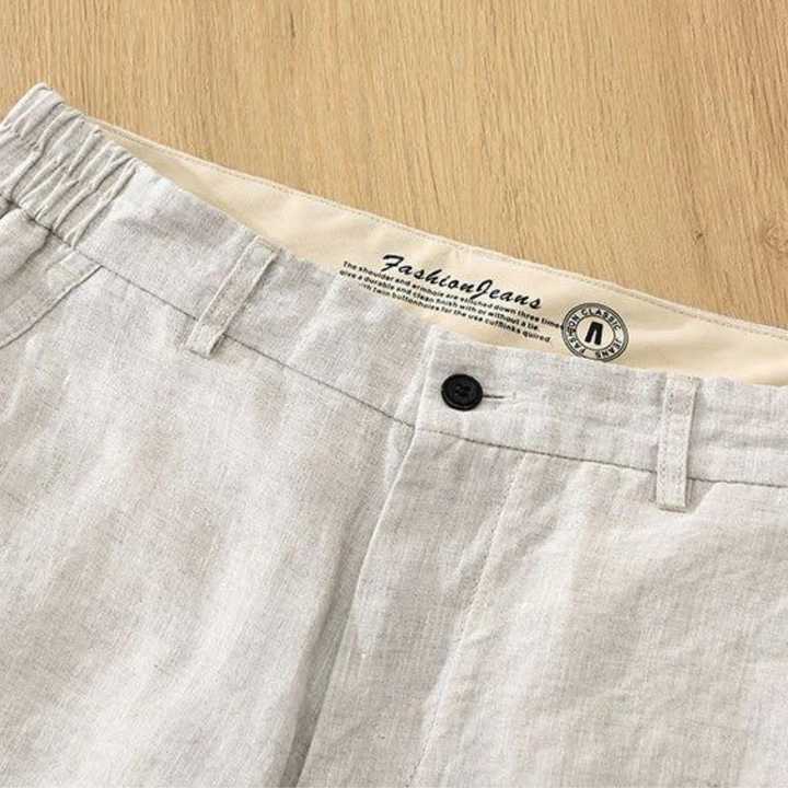 Men's Plain Shorts with Elastic Waistband Button and Zip-Fly Closure and Side Pockets