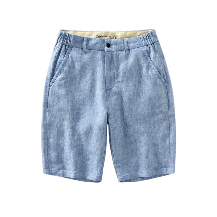 Men's Plain Shorts with Elastic Waistband Button and Zip-Fly Closure and Side Pockets