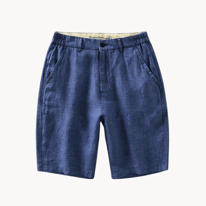 Men's Plain Shorts with Elastic Waistband Button and Zip-Fly Closure and Side Pockets