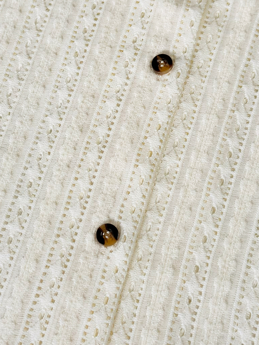 Men's Short Sleeve Button-Front Short Set with Camp Collar and Eyelet Surface
