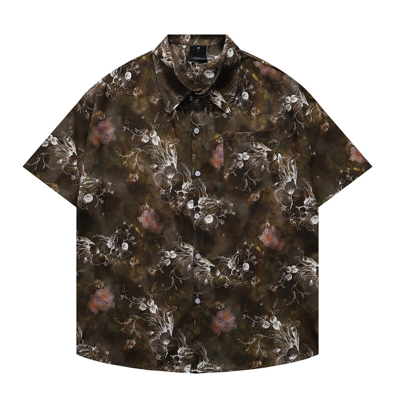 Brown with Floral / XL