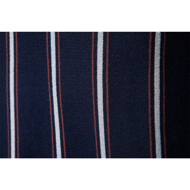 Men's Short Sleeve Polo Shirt with Quarter Zip Closure and Vertical Stripe Pattern