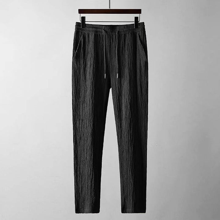 Men's Short Sleeve Shawl Collar Top and Drawstring Trouser Set