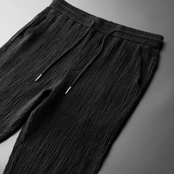 Men's Short Sleeve Shawl Collar Top and Drawstring Trouser Set