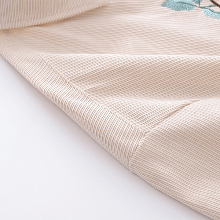 Men's Short-Sleeve Shirt with Rose Embroidery on Chest and Ribbed Surface Texture