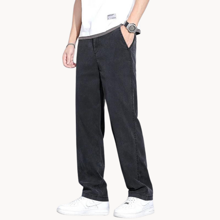 Men's Straight-Leg Full-Length Trousers with Side Pockets