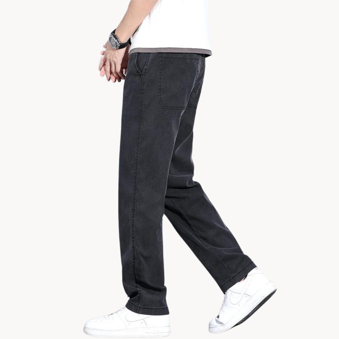 Men's Straight-Leg Full-Length Trousers with Side Pockets