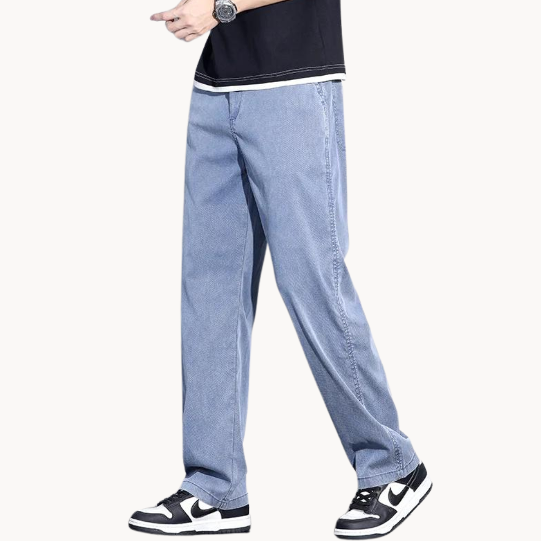 Men's Straight-Leg Full-Length Trousers with Side Pockets