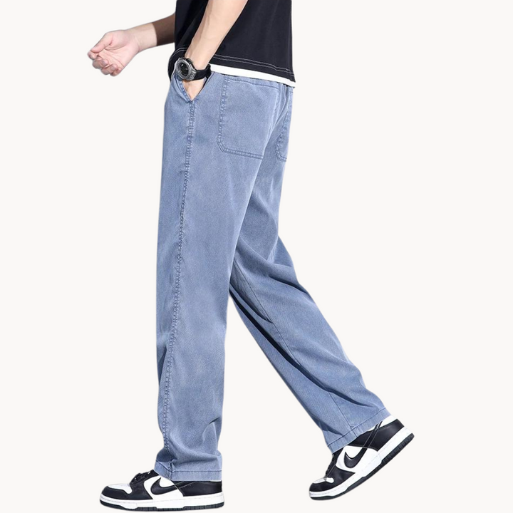Men's Straight-Leg Full-Length Trousers with Side Pockets
