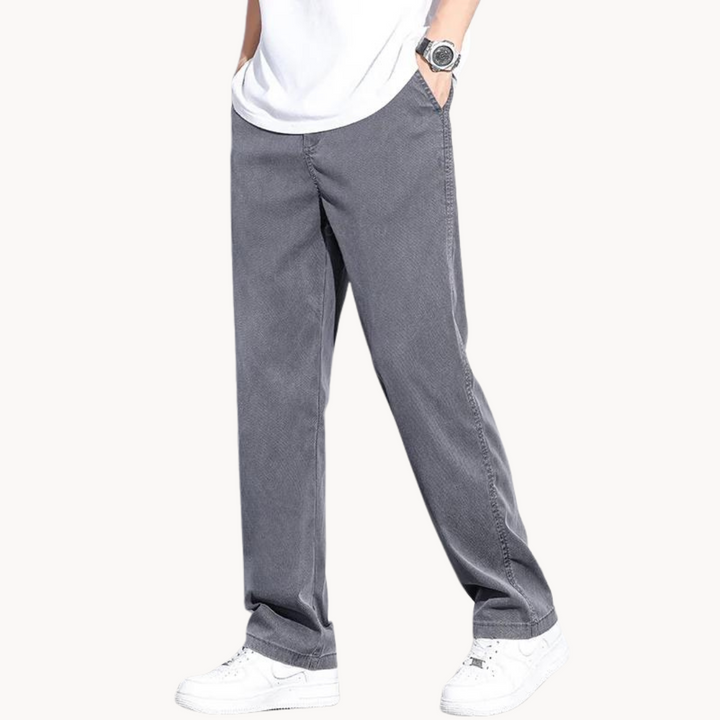 Men's Straight-Leg Full-Length Trousers with Side Pockets