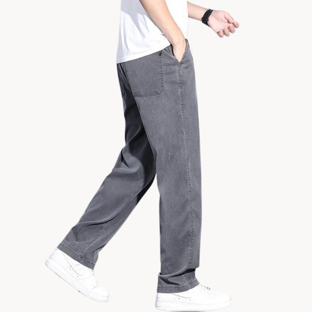 Men's Straight-Leg Full-Length Trousers with Side Pockets