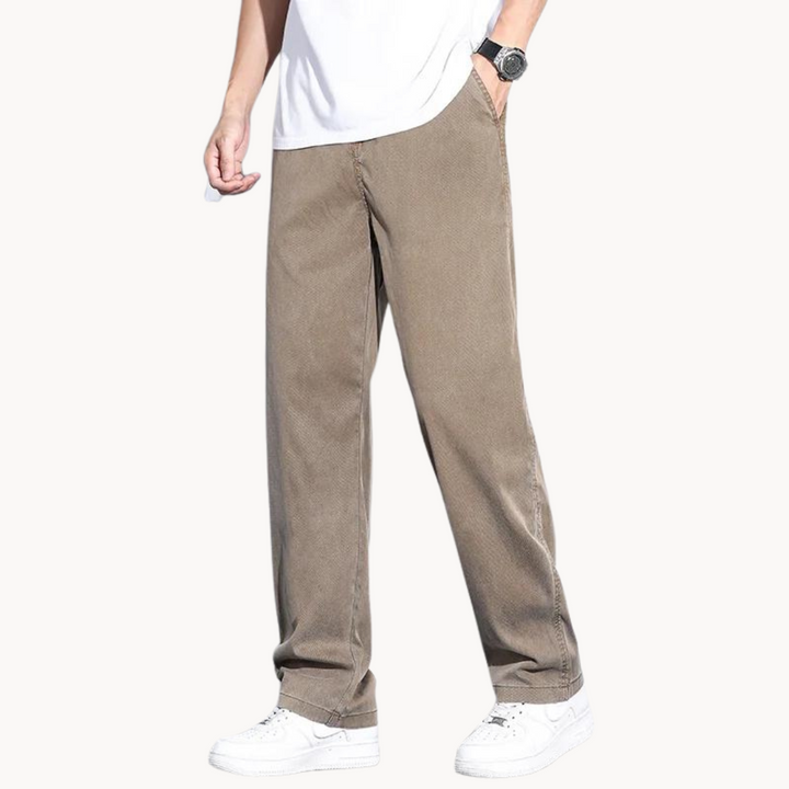 Men's Straight-Leg Full-Length Trousers with Side Pockets