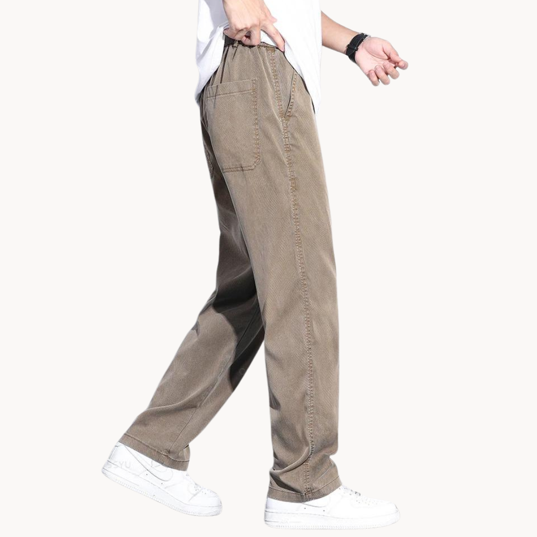 Men's Straight-Leg Full-Length Trousers with Side Pockets