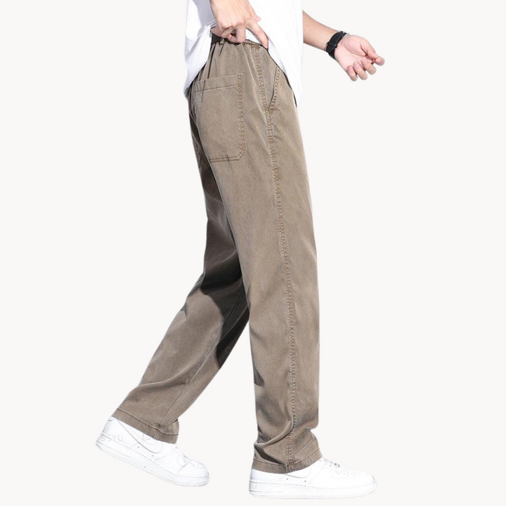 Men's Straight-Leg Full-Length Trousers with Side Pockets
