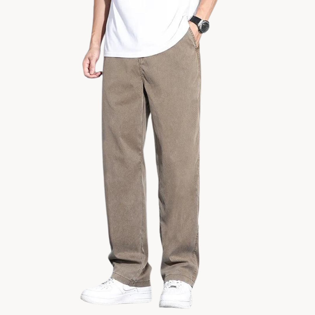 Men's Straight-Leg Full-Length Trousers with Side Pockets