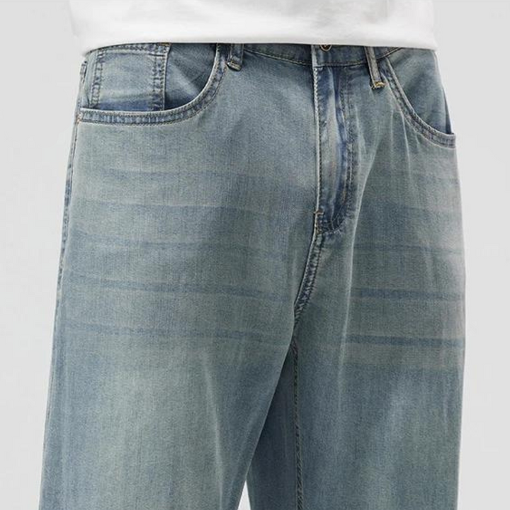 Men's Straight-Leg Full-Length Trousers with Zip Fly and Front Pockets