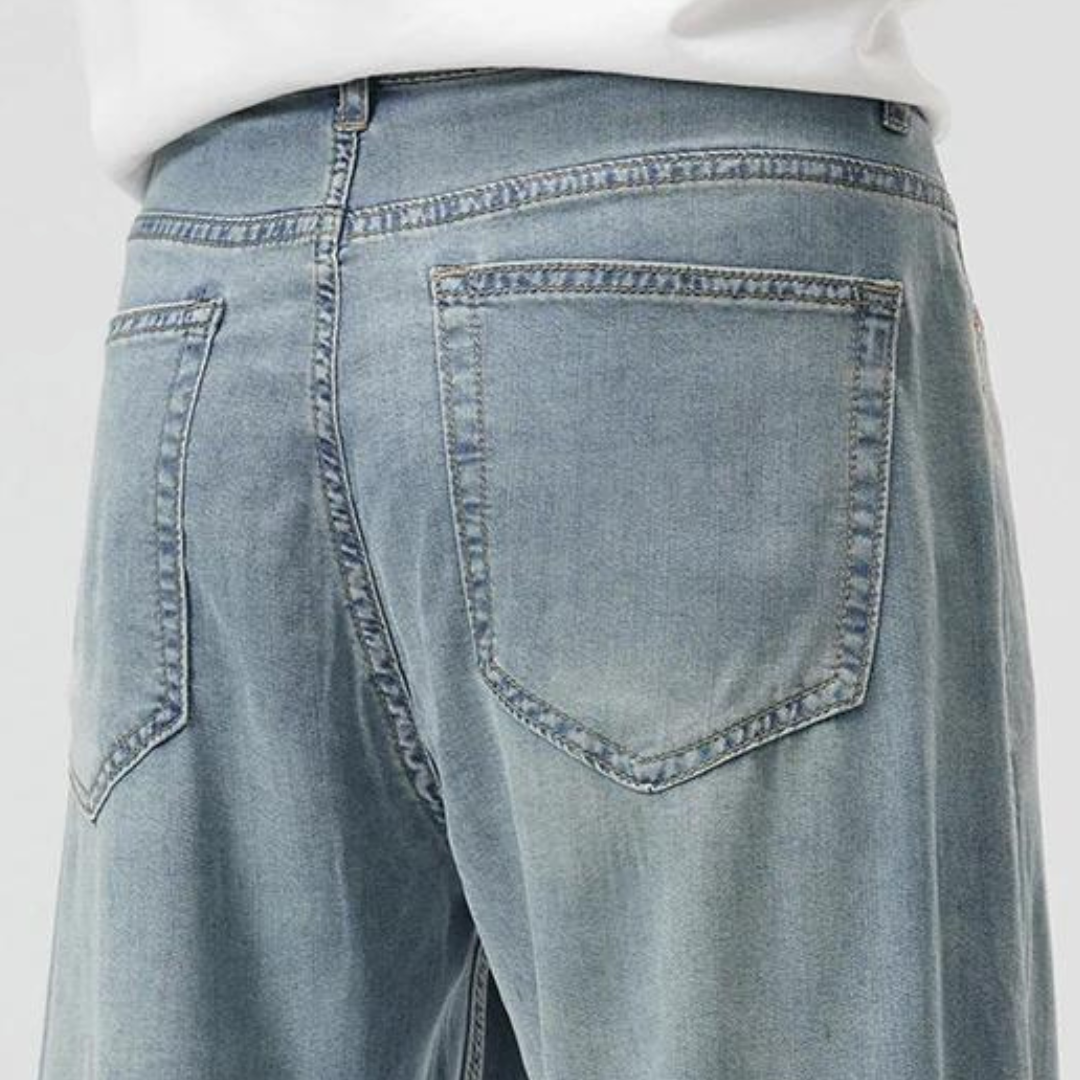 Men's Straight-Leg Full-Length Trousers with Zip Fly and Front Pockets