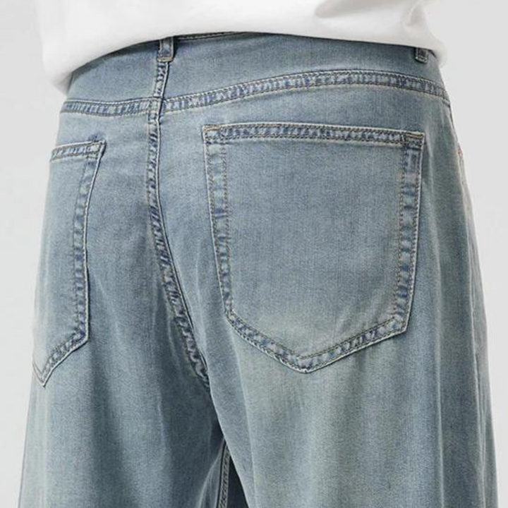 Men's Straight-Leg Full-Length Trousers with Zip Fly and Front Pockets