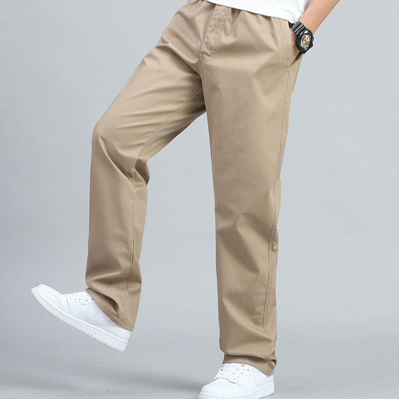 Men's Straight-Leg Trousers with Elastic Waistband and Side Pockets